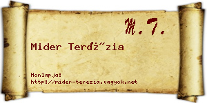 Mider Terézia névjegykártya